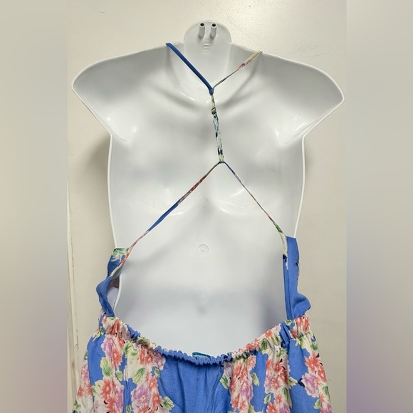Charlie Jade Blue and White Halter Maxi Sundress - Picture 7 of 10